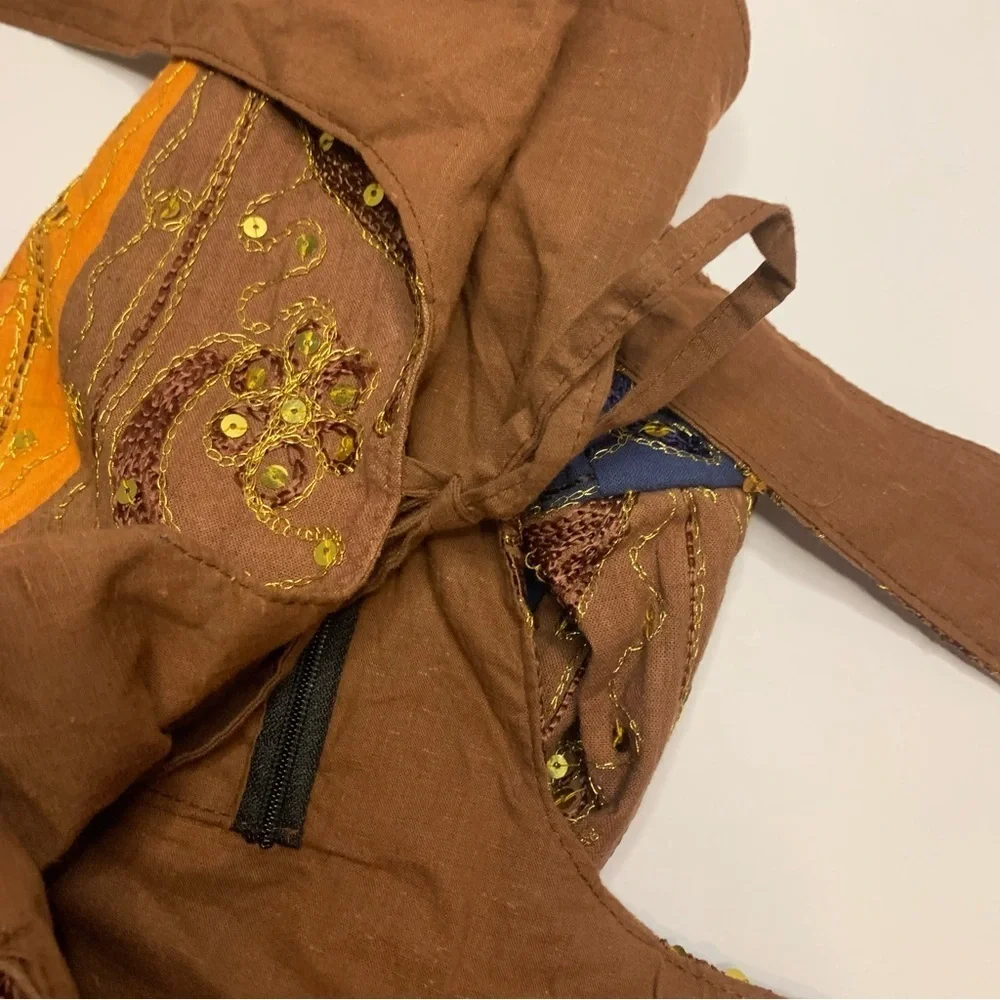 Boho Indian Patchwork Sequin Hobo Bag Embroidered Festival Shoulder Purse